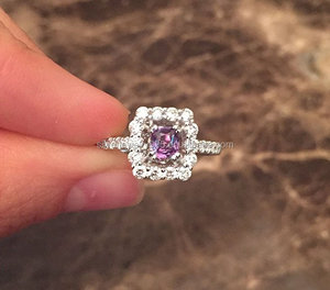 Natural Alexandrite 14k White <strong>Gold</strong> Diamond <strong>Cocktail</strong> Engagement <strong>Ring</strong> - Product Image 2