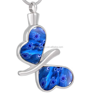 Murano Perhiasan Kaca Kremasi Kupu-kupu, Kalung Guci, Liontin Abu Abu Kenangan Hewan Peliharaan - Product Image 2