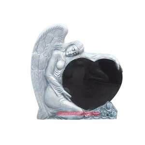 <span class=keywords><strong>Statue</strong></span> di Angeli con Ali Bianche in Pietra Naturale, Lapidi in <span class=keywords><strong>Marmo</strong></span> Nero a Forma di Cuore in Stile Europeo, Pietre Tombali in Granito - Product Image 5
