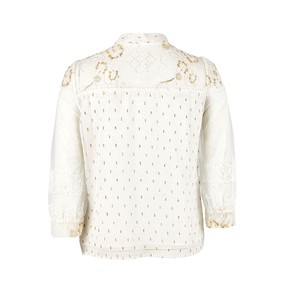 Camicetta Vintage da Donna con Ricamo Floreale in Pizzo, Maniche Lunghe e Colletto a O, <span class=keywords><strong>Top</strong></span> da <span class=keywords><strong>Ufficio</strong></span> per la Stagione Primaverile - Product Image 2