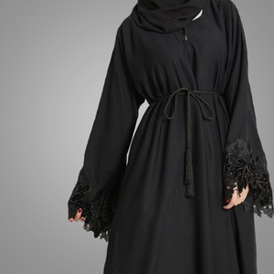 <strong>Black</strong> Simple Dubai Style Abaya <strong>Long</strong> Sleeve Kaftan Dress Plus Size Cardigan Islamic Clothing Muslim Women <strong>Kimono</strong> - Product Image 4