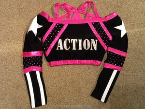 Costumes de cheerleading tendance pour filles, manches longues, bretelles <span class=keywords><strong>sexy</strong></span>, uniforme avec strass, ensembles imprimés - Product Image 3