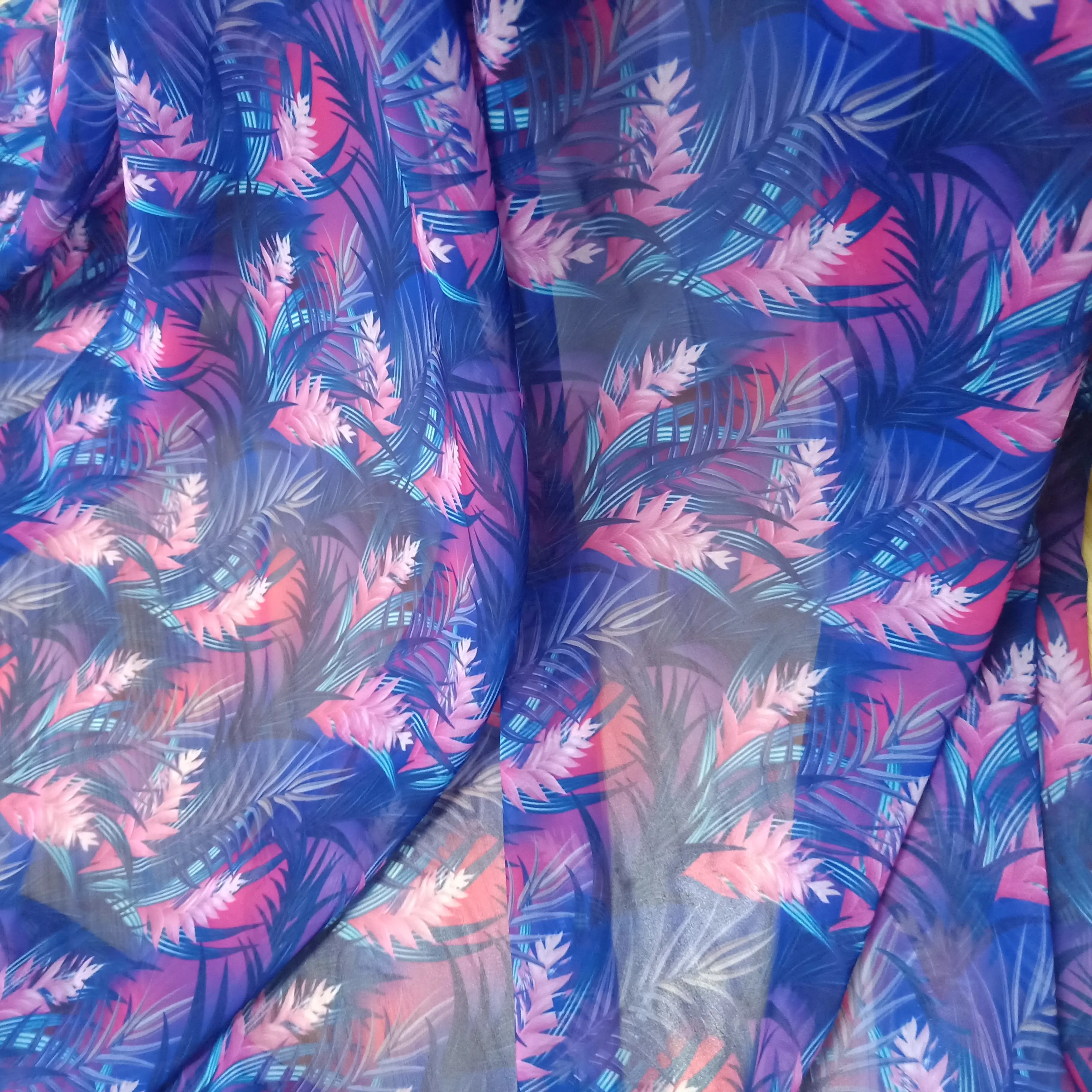Großhandel leichter digitaldruck chiffonstoff atmungsaktiv tropisch hawaii strandbekleidung für mädchen für kleider polsterung