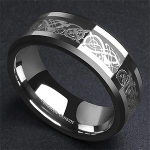 Bague Dragon en Fiber de carbone incrustée, bagues en carbure de tungstène, bijoux, bague confortable - Product Image 5