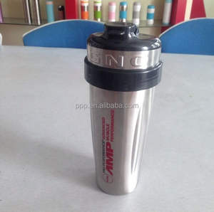 Protein Shake paslanmaz çelik su şişesi ile Logo ve plastik örgü/süt shaker şişe - Product Image 1