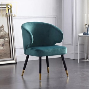 Luce moderno mobili di lusso nero laccato gambe in legno massello con dorato ottone velluto sedia da pranzo - Product Image 5