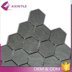 Carrelage en marbre, nid d'abeille, mosaïque en forme de hexagone, matériau, carrelage noir - Product Image 4