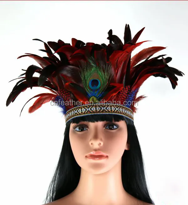 Toptan Renkli Karnaval tüy Orijinal Hint headdress/tüy kafa/tüy saç aksesuarları