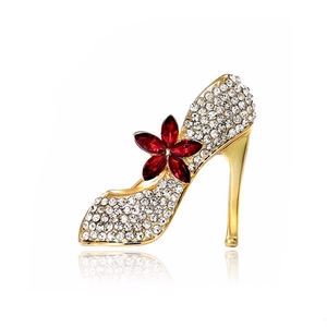 골드톤 레드 크리스탈 슈즈와 스타 라펠 핀 도로시 오즈의 마법사 스타일 슈즈 하이엔드 코스튬 주얼리 - Product Image 6