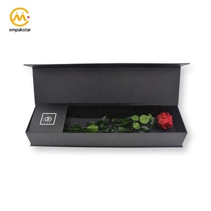 عرض خاص من المصنع صندوق فاخر مستطيل ورقي أسود صلب لتعبئة باقة الورود - Product Image 3