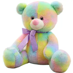 Plush Rainbow Colored Stuffed Teddy Bear Toy