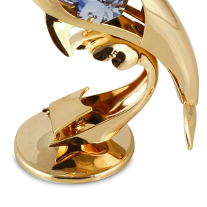 Figurita de Delfín Miniatura Chapada en Oro con Grabado Láser Crystocraft, Cristales de Corte Brillante, Arte Popular Europeo, Recuerdo de Boda, Coleccionable - Product Image 3