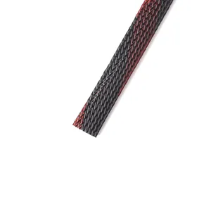 Organizador de envoltura de calcetín para gestión de cables, negro/rojo, 13MM