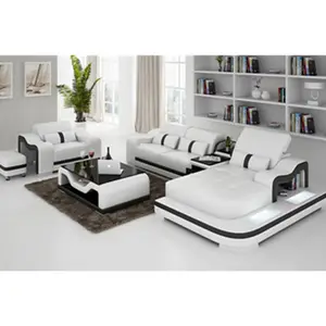 Modern home decoration comfortable genuine leather living room sofa set