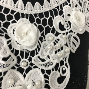 <span class=keywords><strong>Collar</strong></span> de Encaje con Cuentas de Perlas de Seda de Leche con Flores 3D, Encaje para Blusa - Product Image 3
