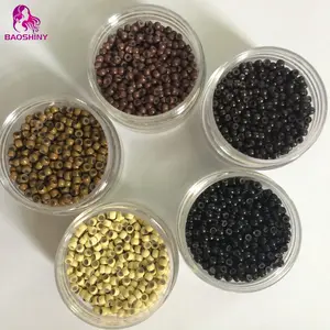 Nano ring with silicone micro bead for hair extension silicone micro ring micro beads 1000pcs/box color #1 black