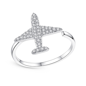 Anillo de Compromiso Solitario con Diamante de 1 Quilate, Cristal y Diamantes de Imitación, Diseño de Avión - Product Image 1