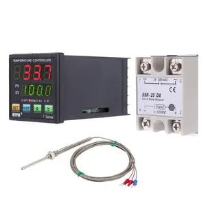 Termometer Digital Mini PID, Pengontrol Temperatur Kontrol Pendingin + Modul Relay Negara Padat + Penyelidik Sensor Termistor RTD