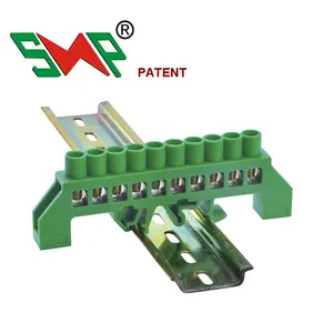 Brass Bar Terminal Blocks Earthing Connection with Din Rail Holder PA66