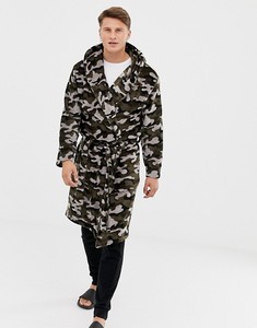 KY Men Fluffy Camo Print Design <span class=keywords><strong>Franela</strong></span> Hombres Con capucha Cuello Lazo Cierre Bata <span class=keywords><strong>de</strong></span> noche Batas <span class=keywords><strong>de</strong></span> baño Pijamas - Product Image 2