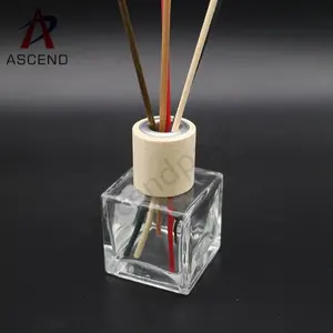 Cube 50 ml 100 ml 200 ml aromathérapie reed diffuseur en verre bouteille d'huile essentielle bouteille de diffuseur avec des bâtons de rotin