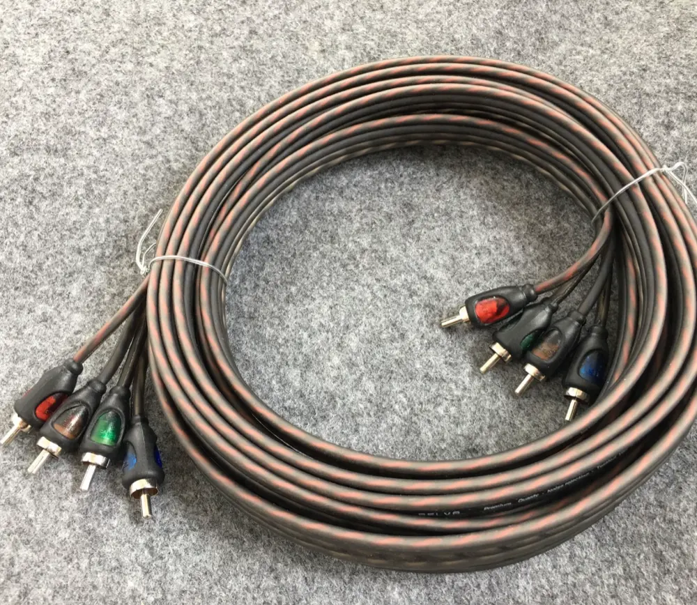 Hohe Qualität Braid Abgeschirmtes Auto Audio 4RCA Kabel 4RCA stecker audio und video kabel