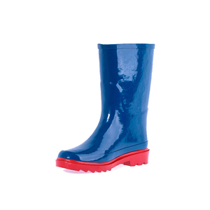 Logo imprimé kid pvc boot gousset côté solide couleur brillant fantaisie bottes en caoutchouc <span class=keywords><strong>noir</strong></span> enfants western en caoutchouc - Product Image 1