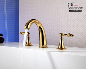 YX baño montado cubierta de oro 5 agujeros baño bañera grifo - Product Image 4
