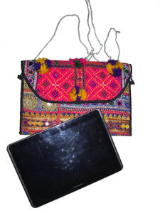 Bolso de mano de algodón bohemio indio hecho a mano, bolso de mano gitano para mujer, estilo Tribal Vintage bordado, lona versátil para todas las estaciones - Product Image 2