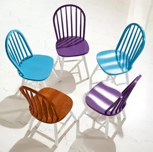 Sillas traseras de madera de roble macizo, juego de asientos de comedor de cocina para casa pequeña, cafetería, bar, varios colores