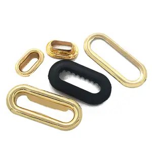 Leather Craft Diy Hollow Washer Gold 304 Stainless Steel Long Hole Metal Ring Oval Eyelet Grommet