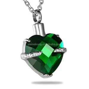 Emerald Diamond May Birthstone Hold My Heart Urn Necklace Cremation Jewelry