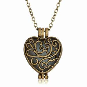 Blue Glow in the Dark Antique Gold Hollow Heart Necklace Noctilucent Necklace Xmas <strong>Gift</strong> <strong>for</strong> Her Girlfriend <strong>Daughter</strong> <strong>Mum</strong> - Product Image 1