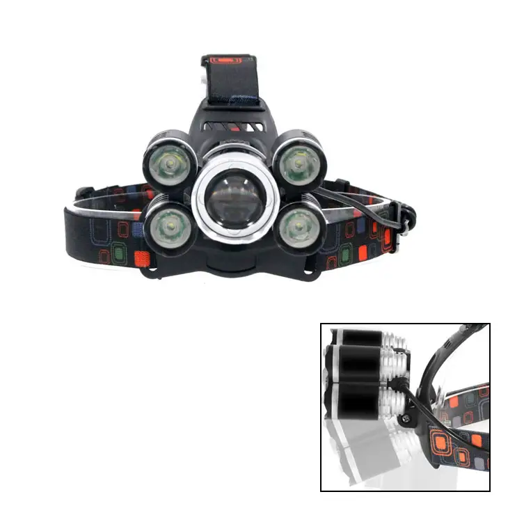 5LED 4 Light Mode High Power Headlamp Charged Lamp Head Torch Light Best Rechargeable Headlamp By USB For Working