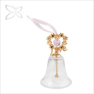 Crystocraft Classic Glass Bell decorated with Brilliant Cut Crystals Christmas Ornament wholesale