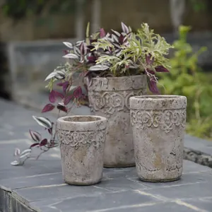 Potes de flores de cimento concreto, estilo vintage rústico do jardim chaozhou