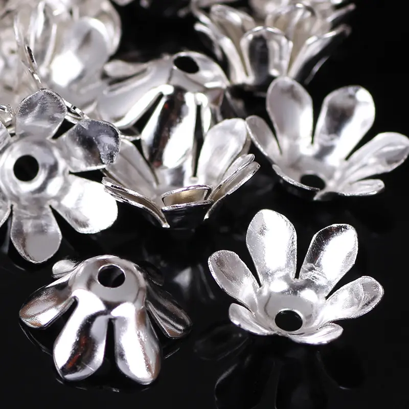 12MM Plated Flower Metal Spacer Beads Filigree Beads Bottom Jewelry Silver Gold Alloy Patches DIY Crafts Charms 50Pcs/bag