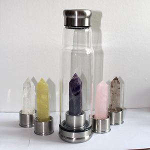 Cristales de shungita con infusión de piedras preciosas, piedras de energía curativa, botella de agua de vidrio como regalos de Yoga para amantes de festivales personalizados - Product Image 5