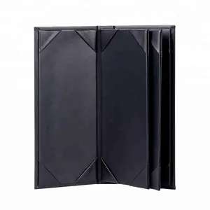 High Quality Black 6 Views Pages Restaurant 4.25 ''* 11'' Faux Leather Menu Holder