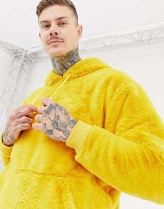 KY inverno spesso giallo caldo oversize <span class=keywords><strong>cappuccio</strong></span> con coulisse a maniche lunghe taschino oversize con <span class=keywords><strong>cappuccio</strong></span> in pelliccia sintetica - Product Image 3