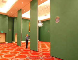 Partisi dinding geser lipat akustik Banquet hall dengan rel atas aluminium mudah dipasang ruang pertemuan partisi dapat bergerak