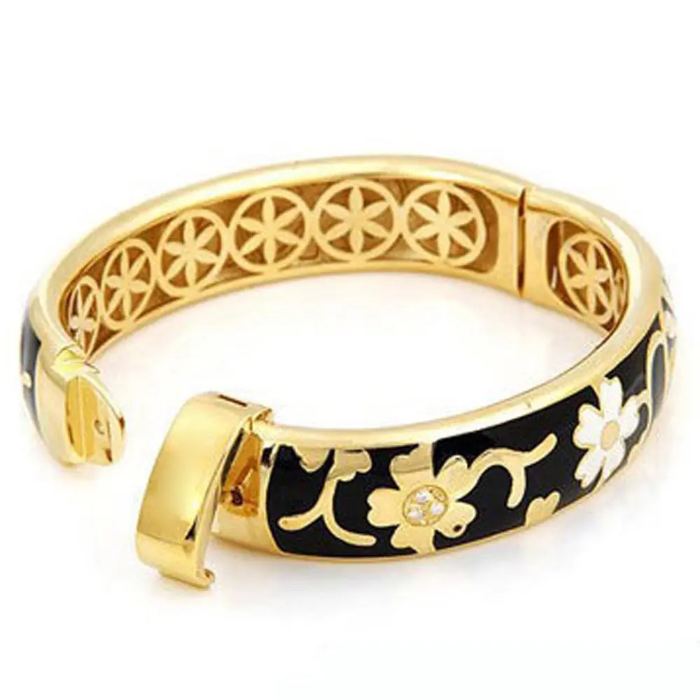 Shiny flower inner clasp latest design 1 gram gold bangles