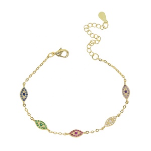 Pulseira colorida do olho do mal, 5 peças micro pave colorida cz lindo olho - Product Image 1