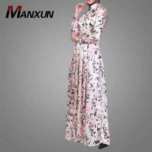 2018 Muslim Dress Satin Abaya Models Floral Printing New Model Abaya In Dubai Islamic Clothing Latest Islamic Designs