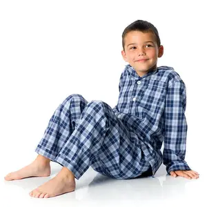Pyjama en coton pour enfant, à carreaux, brossé, vente en gros
