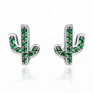 <span class=keywords><strong>Orecchini</strong></span> di <span class=keywords><strong>cactus</strong></span> industriali popolari in argento Sterling 925 personalizzati per ragazze carine - Product Image 1