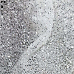 High Quality Transparent Shining Sugar Lace Sequins <strong>Glitter</strong> Tulle Lace <strong>Fabric</strong> for Evening Dress - Product Image 1