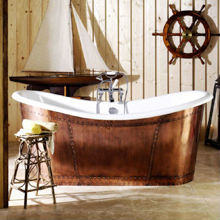 Bañera de cobre moderna antigua CB014 Uso interior del hotel Tamaño adulto Esmalte blanco Interior Independiente Acrílico Cerámica Fibra de vidrio - Product Image 1