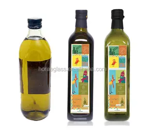 Vendita calda trasparente vetro fantasia cottura bottiglia di olio d'oliva/bottiglie di vino/bottiglie di vetro di vino di colore verde distintivo e di alta qualità ol
