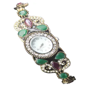 सुंदर महिला जेड पत्थर घड़ियों घड़ी गहने कंगन कलाई घड़ी